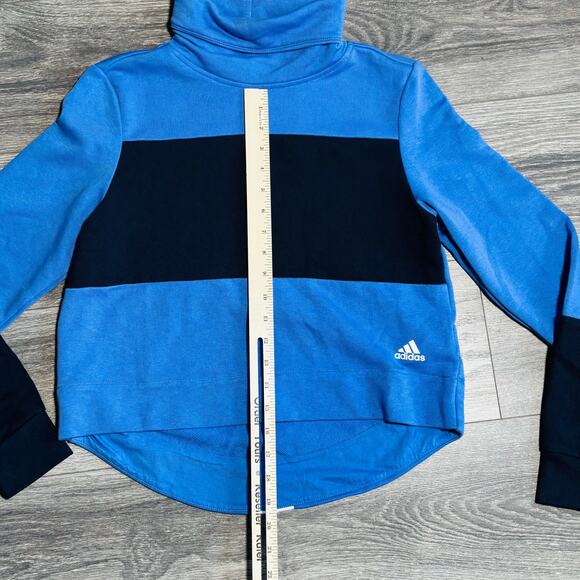 Adidas Sport 2 Womens Crop Blue Street Mock Neck Sweatshirt Size XS 0322 - Picture 10 of 11